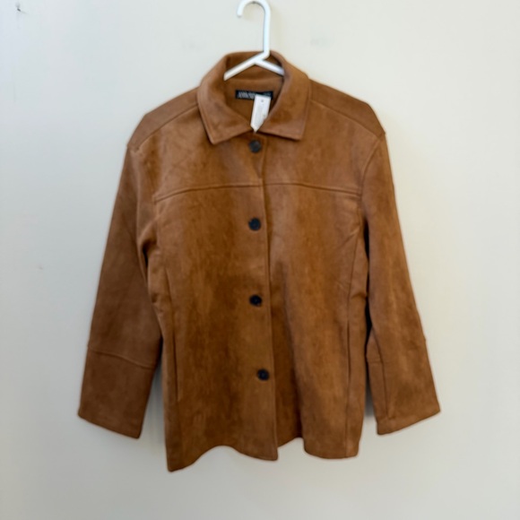 ANWND Women's Brown Faux Suede Boxy Shirt Jacket Sz M - Picture 3 of 13